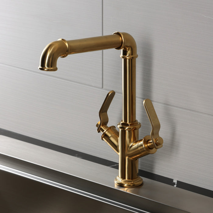 Kingston Whitaker LS6503KL Two-Handle 1-Hole Kitchen Faucet, Brushed Brass