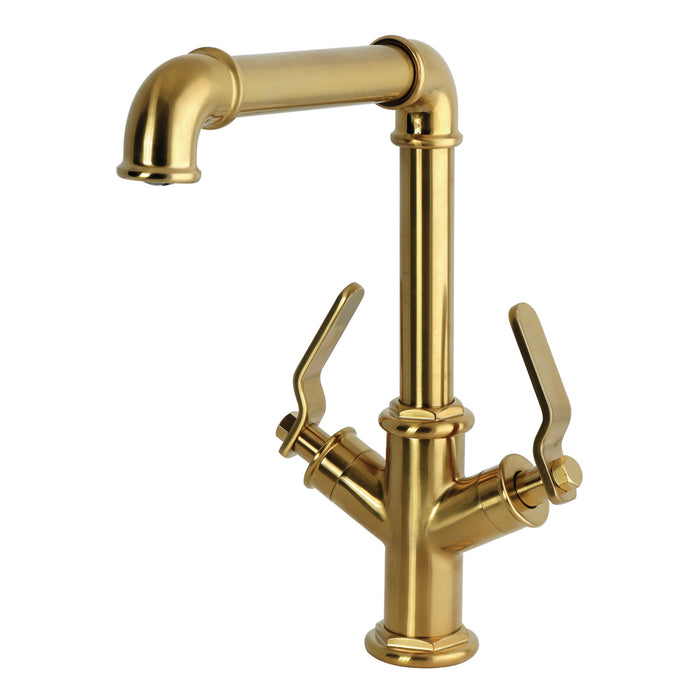 Kingston Whitaker LS6503KL Two-Handle 1-Hole Kitchen Faucet, Brushed Brass