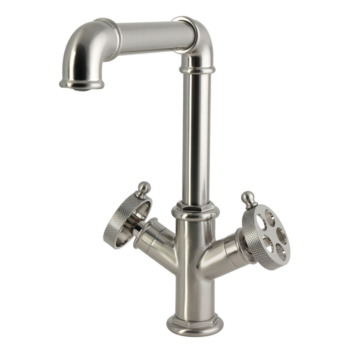 Kingston Wendell LS6508RKZ Two-Handle 1-Hole Kitchen Faucet with Knurled Handle, Brushed Nickel