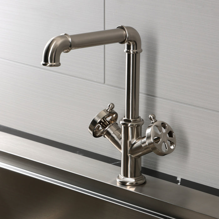 Kingston Belknap LS6508RX Two-Handle 1-Hole Kitchen Faucet, Brushed Nickel