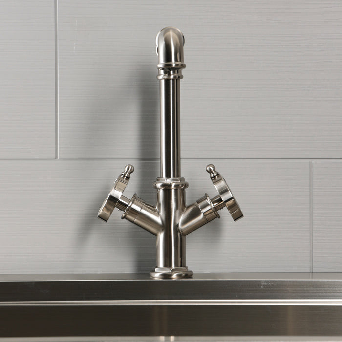Kingston Belknap LS6508RX Two-Handle 1-Hole Kitchen Faucet, Brushed Nickel