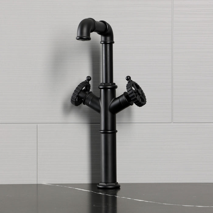 Kingston Fuller LS6600CG Two-Handle 1-Hole Deck Mount Vessel Faucet, Matte Black
