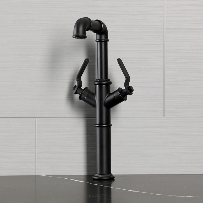 Kingston Whitaker LS6600KL Two-Handle 1-Hole Deck Mount Vessel Faucet, Matte Black