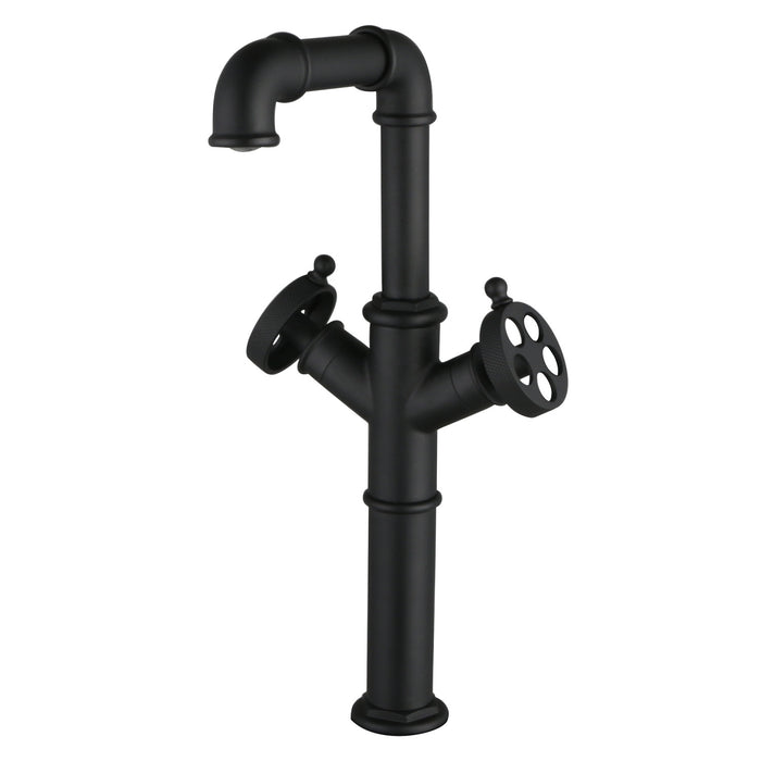 Kingston Sona LS6600RKZ - Wendell Two-Handle 1-Hole Deck Mount Vessel Faucet with Knurled Handle, Matte Black