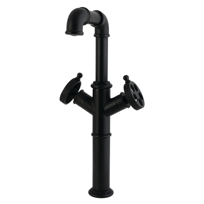 Kingston Sona LS6600RKZ - Wendell Two-Handle 1-Hole Deck Mount Vessel Faucet with Knurled Handle, Matte Black