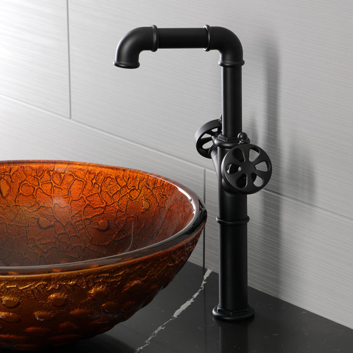 Kingston Belknap LS6600RX Two-Handle 1-Hole Deck Mount Vessel Faucet, Matte Black