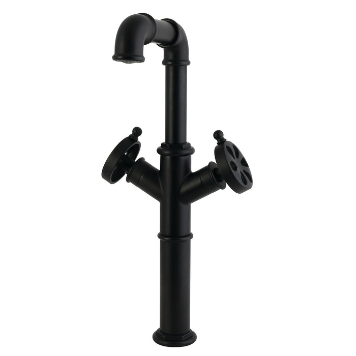 Kingston Belknap LS6600RX Two-Handle 1-Hole Deck Mount Vessel Faucet, Matte Black