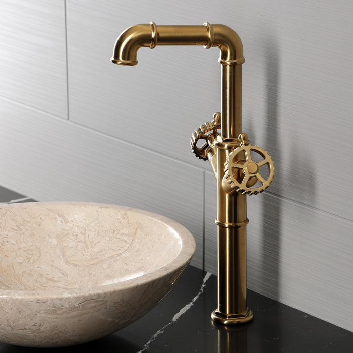 Kingston Fuller LS6603CG Two-Handle 1-Hole Deck Mount Vessel Faucet, Brushed Brass