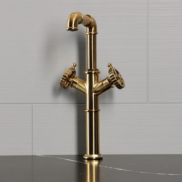 Kingston Fuller LS6603CG Two-Handle 1-Hole Deck Mount Vessel Faucet, Brushed Brass