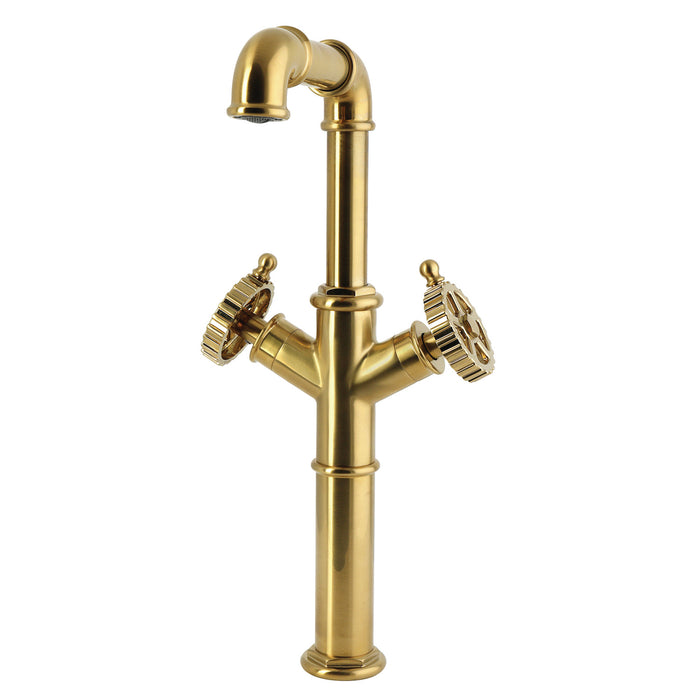 Kingston Fuller LS6603CG Two-Handle 1-Hole Deck Mount Vessel Faucet, Brushed Brass