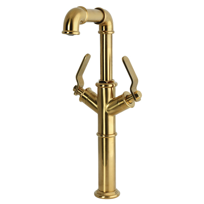 Kingston Whitaker LS6603KL Two-Handle 1-Hole Deck Mount Vessel Faucet, Brushed Brass