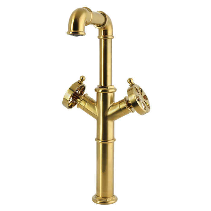 Kingston Belknap LS6603RX Two-Handle 1-Hole Deck Mount Vessel Faucet, Brushed Brass