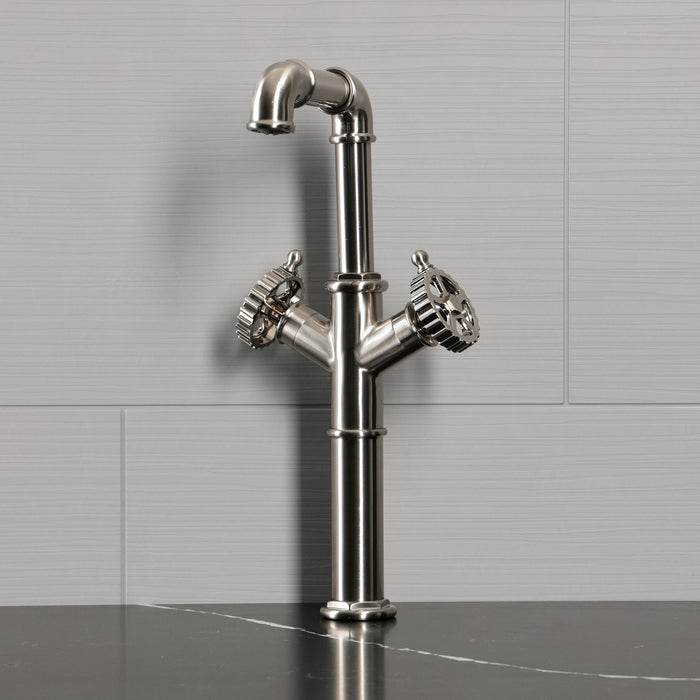 Kingston Fuller LS6608CG Two-Handle 1-Hole Deck Mount Vessel Faucet, Brushed Nickel