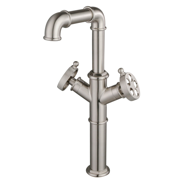 Kingston Sona LS6608RKZ - Wendell Two-Handle 1-Hole Deck Mount Vessel Faucet with Knurled Handle, Brushed Nickel