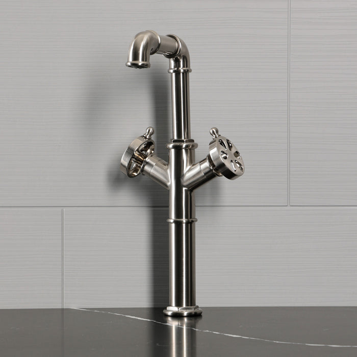 Kingston Belknap LS6608RX Two-Handle 1-Hole Deck Mount Vessel Faucet, Brushed Nickel