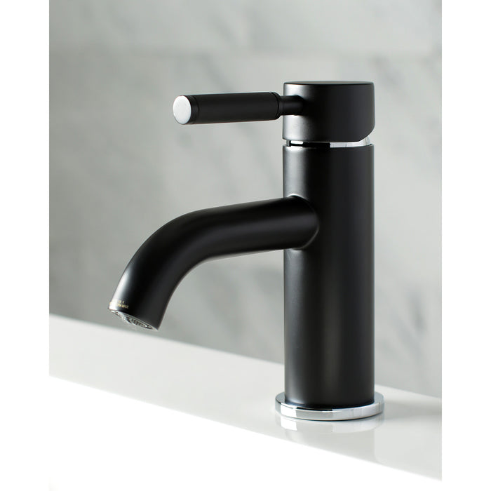 Kingston Sona LS8227DKL - Kaiser One-Handle 1-Hole Bathroom Faucet with Push Pop-Up Drain, Matte Black/Polished Chrome