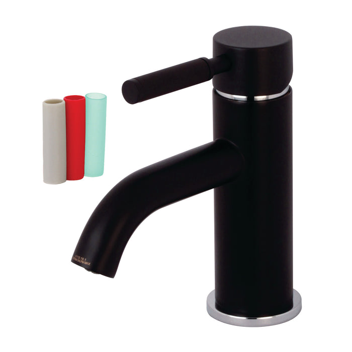 Kingston Sona LS8227DKL - Kaiser One-Handle 1-Hole Bathroom Faucet with Push Pop-Up Drain, Matte Black/Polished Chrome