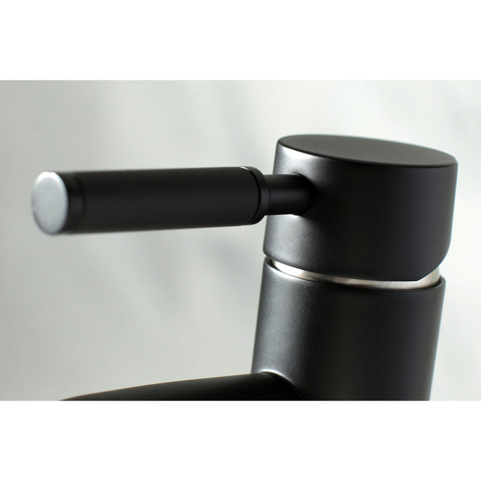 Kingston Sona LS8229DKL - Kaiser One-Handle 1-Hole Bathroom Faucet with Push Pop-Up Drain, Matte Black/Brushed Nickel