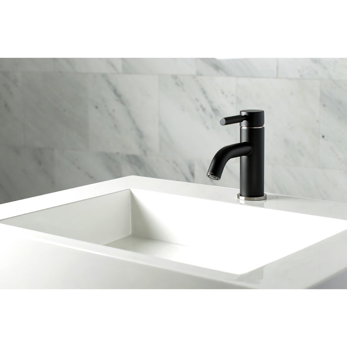 Kingston Sona LS8229DKL - Kaiser One-Handle 1-Hole Bathroom Faucet with Push Pop-Up Drain, Matte Black/Brushed Nickel