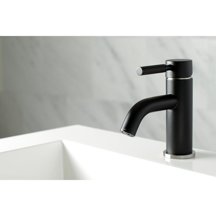 Kingston Sona LS8229DKL - Kaiser One-Handle 1-Hole Bathroom Faucet with Push Pop-Up Drain, Matte Black/Brushed Nickel