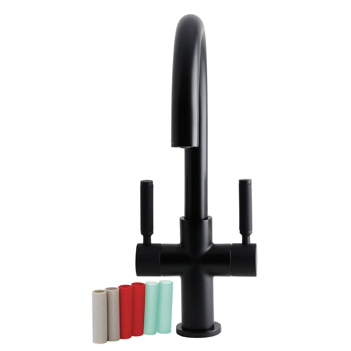 Kingston Kaiser LS8290DKL Two-Handle 1-Hole Deck Mount Vessel Faucet, Matte Black