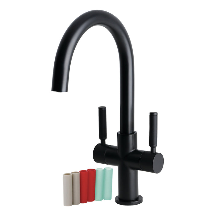 Kingston Kaiser LS8290DKL Two-Handle 1-Hole Deck Mount Vessel Faucet, Matte Black