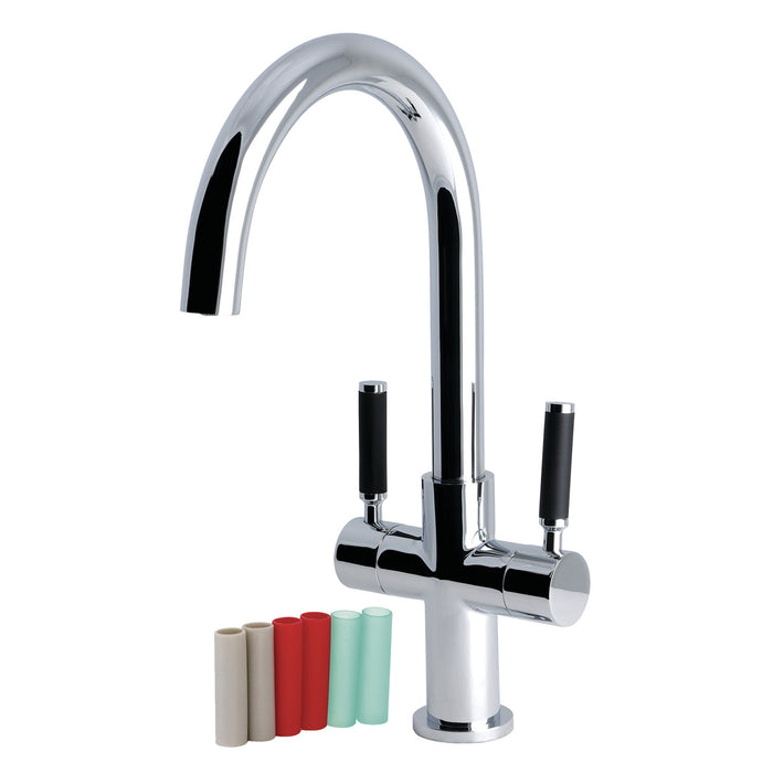 Kingston Kaiser LS8291DKL Two-Handle 1-Hole Deck Mount Vessel Faucet, Polished Chrome