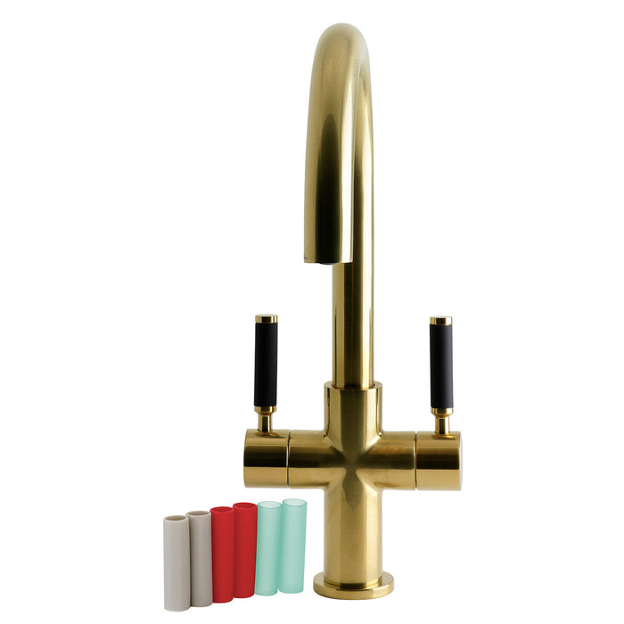 Kingston Kaiser LS8293DKL Two-Handle 1-Hole Deck Mount Vessel Faucet, Brushed Brass