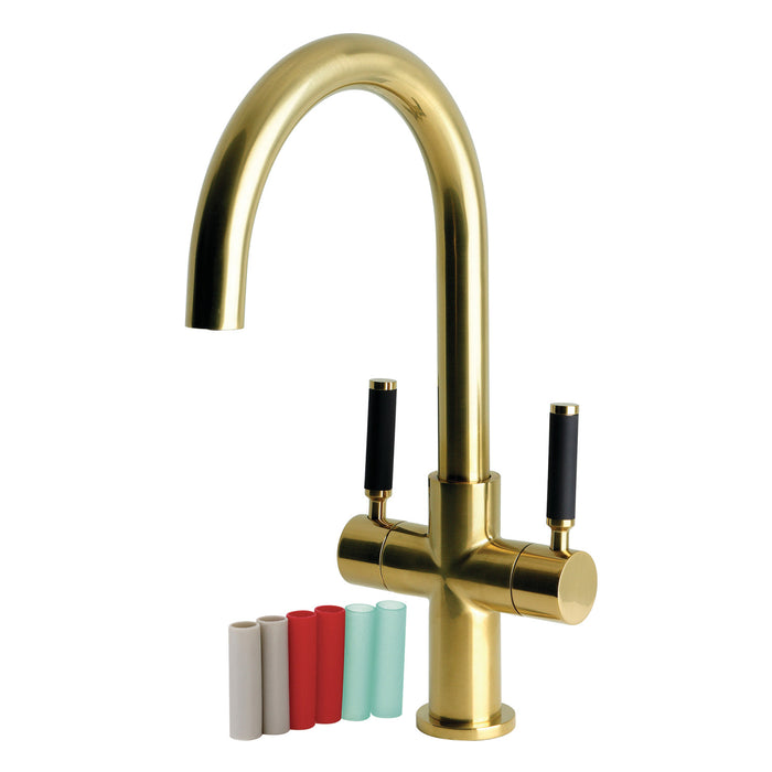 Kingston Kaiser LS8293DKL Two-Handle 1-Hole Deck Mount Vessel Faucet, Brushed Brass