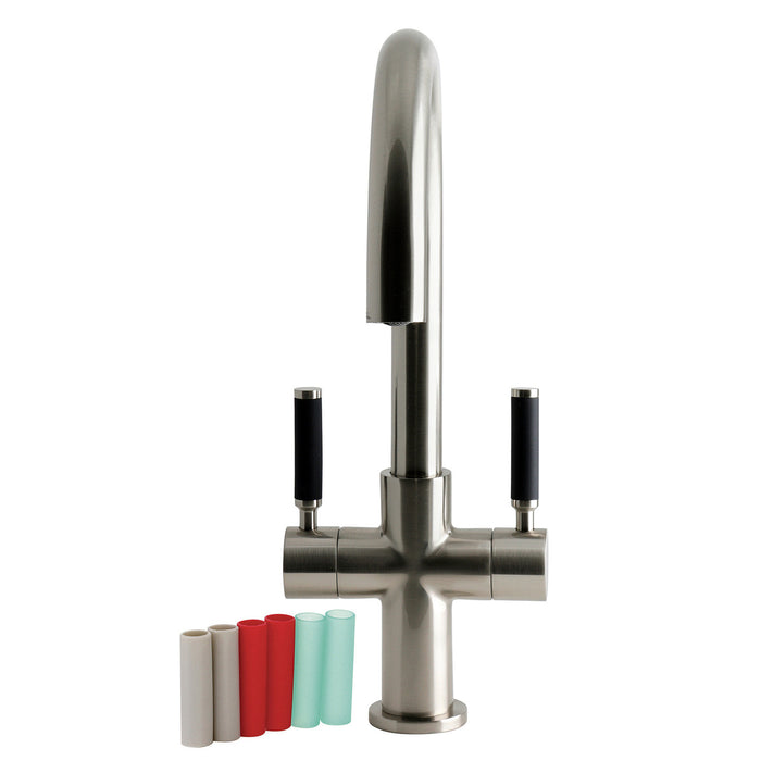 Kingston Kaiser LS8298DKL Two-Handle 1-Hole Deck Mount Vessel Faucet, Brushed Nickel