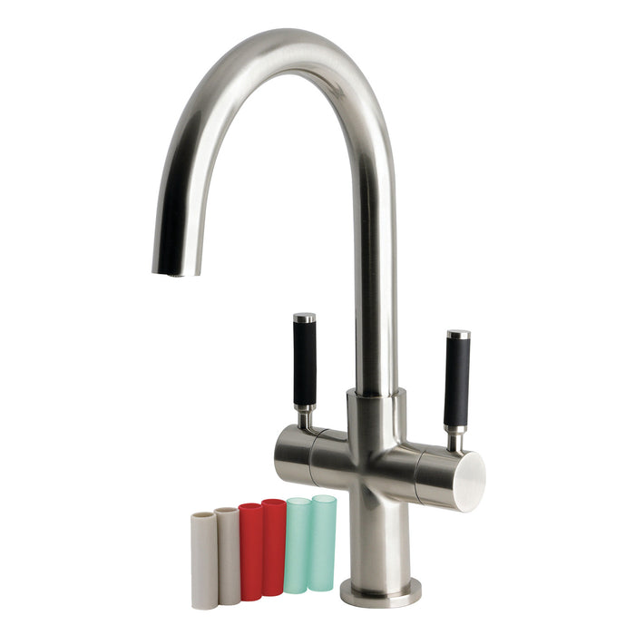 Kingston Kaiser LS8298DKL Two-Handle 1-Hole Deck Mount Vessel Faucet, Brushed Nickel