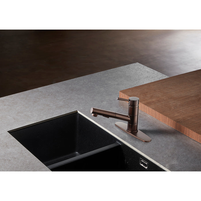 Kingston Sona LS8405DL - Concord Single-Handle 1-Hole Deck Mount Pull-Out Sprayer Kitchen Faucet, Oil Rubbed Bronze
