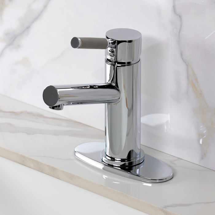 Kingston Kaiser LS8421DKL One-Handle 1-Hole Bathroom Faucet with Deck Plate and Push Pop-Up Drain, Polished Chrome