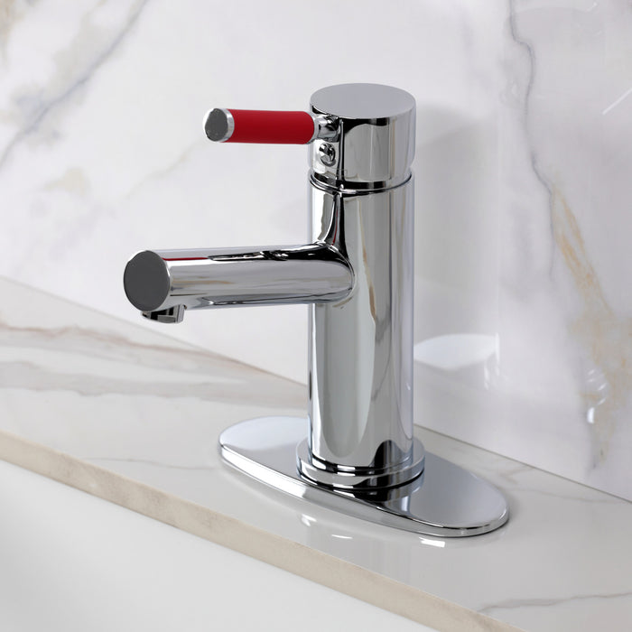 Kingston Kaiser LS8421DKL One-Handle 1-Hole Bathroom Faucet with Deck Plate and Push Pop-Up Drain, Polished Chrome