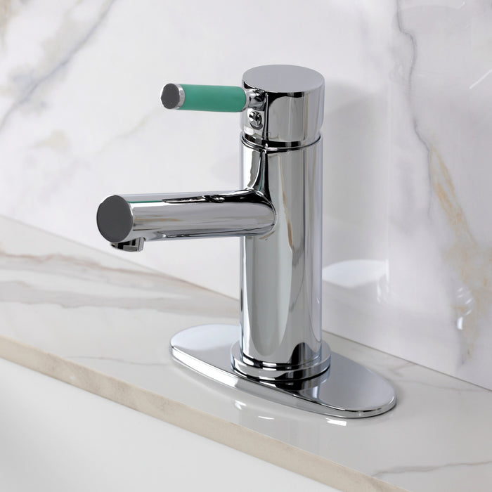 Kingston Kaiser LS8421DKL One-Handle 1-Hole Bathroom Faucet with Deck Plate and Push Pop-Up Drain, Polished Chrome