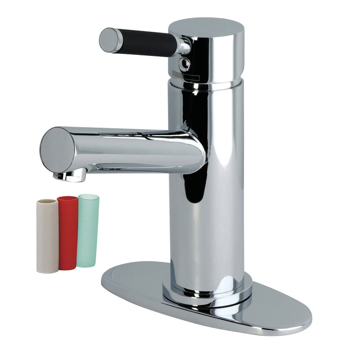 Kingston Kaiser LS8421DKL One-Handle 1-Hole Bathroom Faucet with Deck Plate and Push Pop-Up Drain, Polished Chrome
