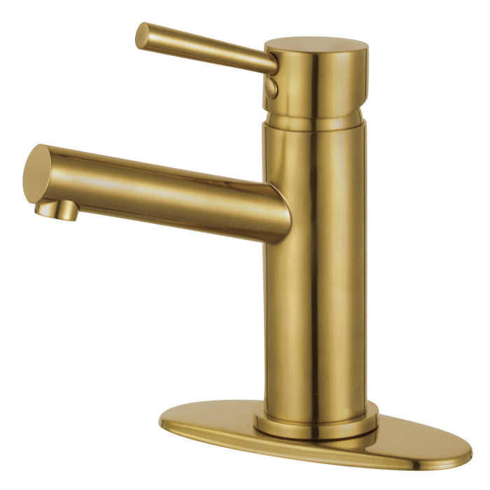 Kingston Sona LS8423DL - Concord One-Handle 1-Hole Bathroom Faucet with Deck Plate and Push Pop-Up Drain, Brushed Brass
