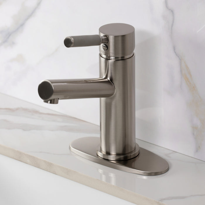 Kingston Kaiser LS8428DKL One-Handle 1-Hole Bathroom Faucet with Deck Plate and Push Pop-Up Drain, Brushed Nickel