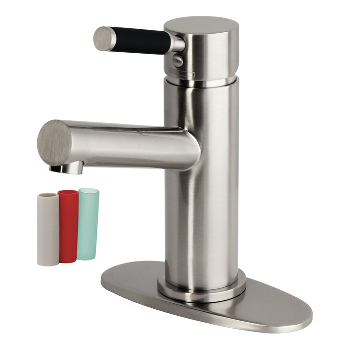 Kingston Kaiser LS8428DKL One-Handle 1-Hole Bathroom Faucet with Deck Plate and Push Pop-Up Drain, Brushed Nickel