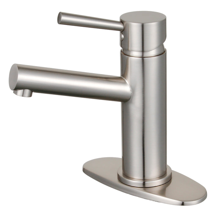 Kingston Sona LS8428DL - Concord One-Handle 1-Hole Bathroom Faucet with Deck Plate and Push Pop-Up Drain, Brushed Nickel