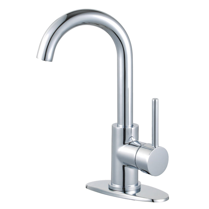 Kingston Sona LS8431DL - Concord One-Handle 1-Hole Bathroom Faucet with Deck Plate and Push Pop-Up Drain, Polished Chrome