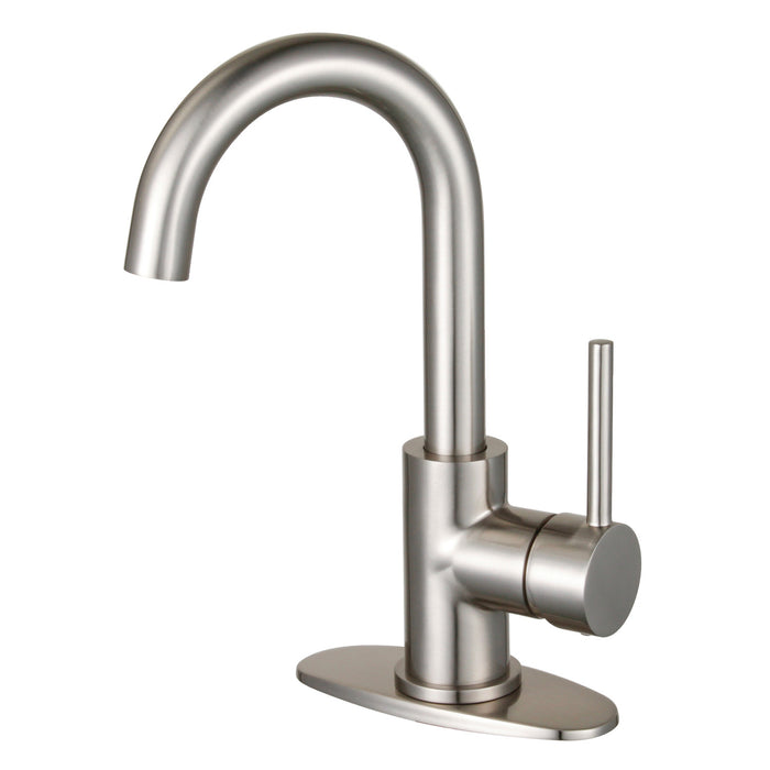 Concord LS8438DL One-Handle 1-Hole Bathroom Faucet with Deck Plate and Push Pop-Up Drain, Brushed Nickel
