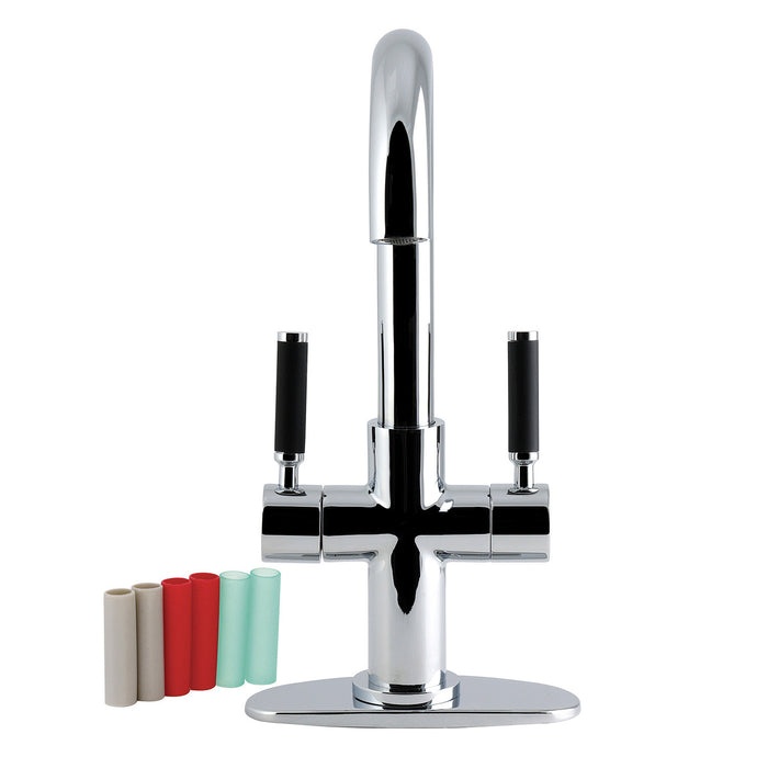 Kingston Kaiser LS8451DKL Two-Handle 1-Hole Bathroom Faucet with Deck Plate and Push Pop-Up Drain, Polished Chrome