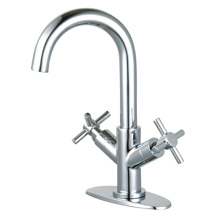 Kingston Sona LS8451JX - Concord Two-Handle 1-Hole Bathroom Faucet with Deck Plate and Push Pop-Up Drain, Polished Chrome