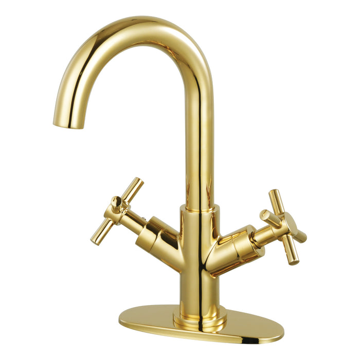 Kingston Sona LS8452JX - Concord Two-Handle 1-Hole Bathroom Faucet with Deck Plate and Push Pop-Up Drain, Polished Brass