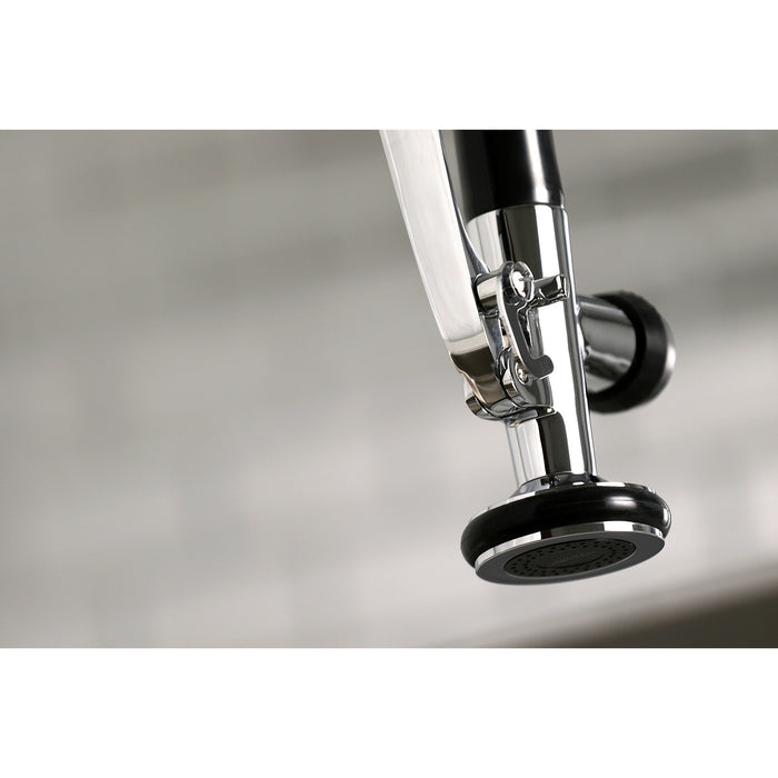 Kingston Sona LS8501CTL - Continental Single-Handle 1-Hole Deck Mount Pre-Rinse Kitchen Faucet, Polished Chrome