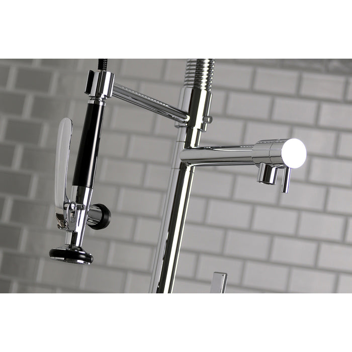Kingston Sona LS8501CTL - Continental Single-Handle 1-Hole Deck Mount Pre-Rinse Kitchen Faucet, Polished Chrome