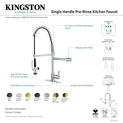 Kingston Sona LS850CTLMBBB - Continental Single-Handle 1-Hole Deck Mou
