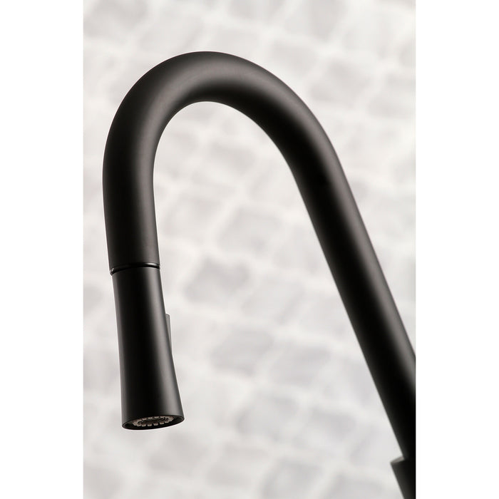 Kingston Sona LS8680CTL - Continental Single-Handle Pull-Down Kitchen Faucet, Matte Black