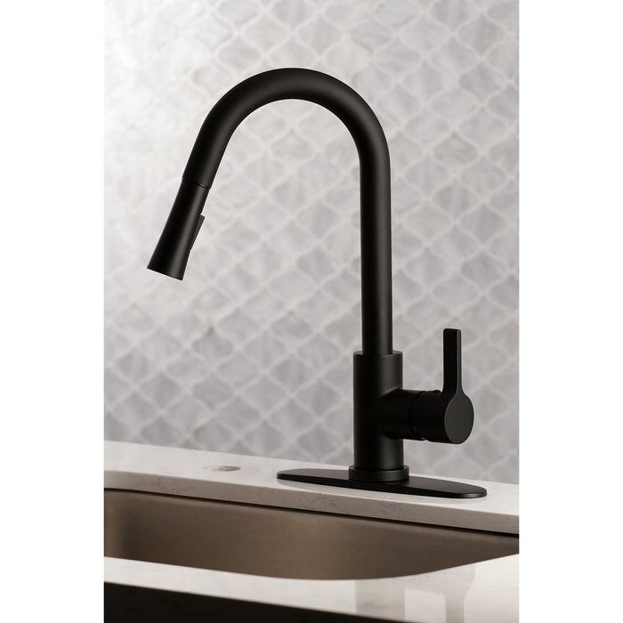 Kingston Sona LS8680CTL - Continental Single-Handle Pull-Down Kitchen Faucet, Matte Black